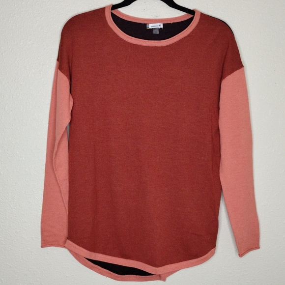 Smartwool Women Shadow Pine Colorblock Sweater Ginger Masala Women's Size Small - Picture 1 of 6
